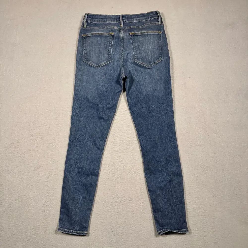 FRAME Denim Women's Premium Le High Skinny Crop Blue Jeans Stretch Mid Rise - 27
